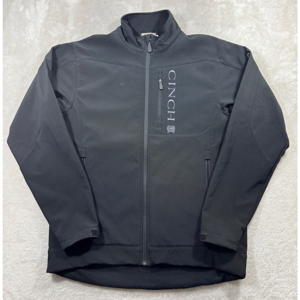 Cinch Mens Bonded Softshell Logo Sleeve Black Jacket Size S